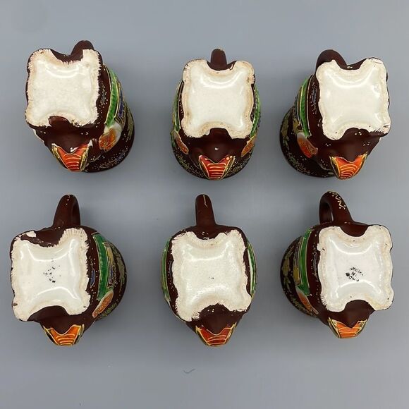 1920s Japanese Satsuma 6 Elephant Tea Cups Hand Painted Porcelain Figurine - Picture 10 of 15